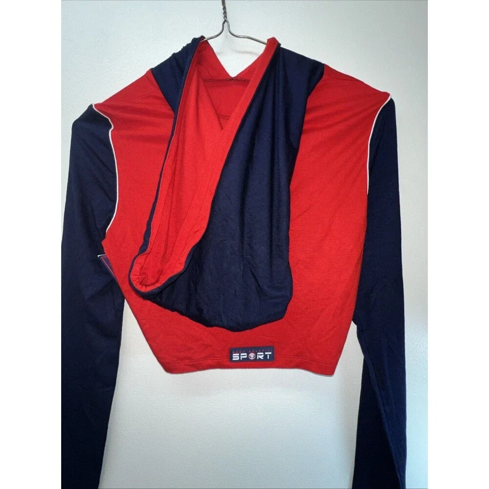 Body Graffiti Women’s Red‎ & Blue Crop Long-sleeve Hooded Top Size Medium